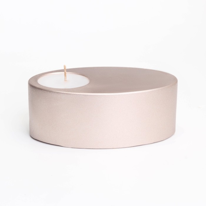 Свеча  Свеча "Узкий овал. Мрамор" в подсвечнике из гипса,11,5х7х4см,шампань