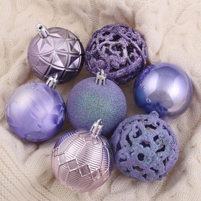 Набор шаров пластик d-6 см, 16 шт Набор шаров пластик d-6 см, 16 шт "Кэра" сиреневый