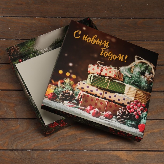 Новый год. Коробка подарочная новогодняя складная, крышка-дно Новый год. Коробка подарочная новогодняя складная, крышка-дно "Новогоднее волшебство" 30 х 30 х 8 см