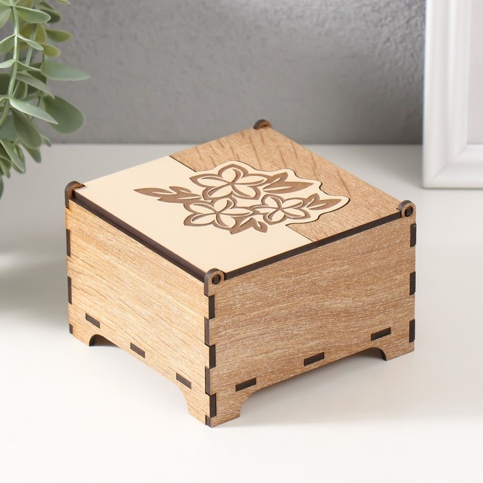 Шкатулка комбинированная  Шкатулка комбинированная "Цветы" 10,5х10х7 см