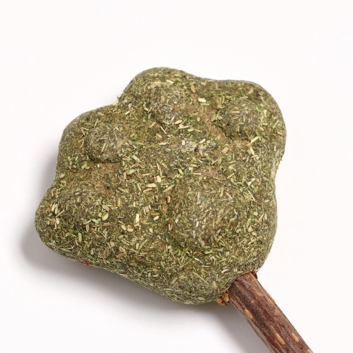 Игрушка для кошек из кошачьей мяты  Игрушка для кошек из кошачьей мяты "Лапа" на палочке из мататаби, 13 см