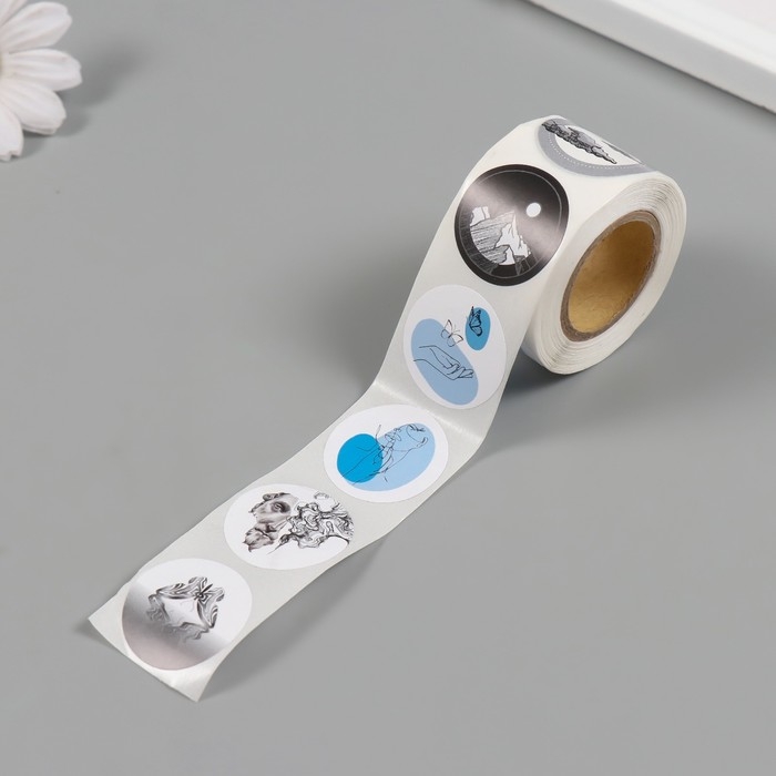 Наклейка бумага "Природа" d=2,5 см 252 шт в рулоне