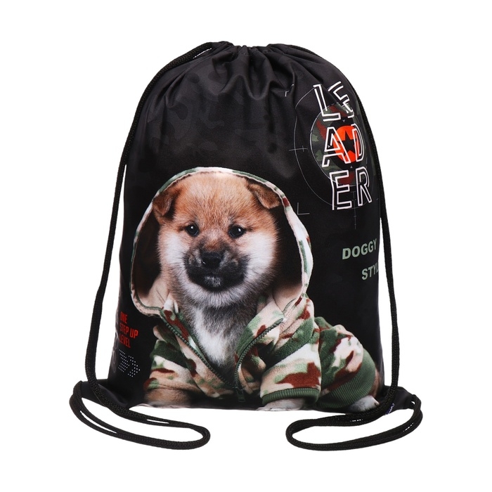 Мешок для обуви 420 х 330 мм, Оникс МО-20,  Мешок для обуви 420 х 330 мм, Оникс МО-20, "Щенок в камуфляже"