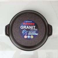 Кастрюля-жаровня Granit ultra, 5 л, d=28 см, стеклянная крышка, антипригарное покрытие, цвет коричневый