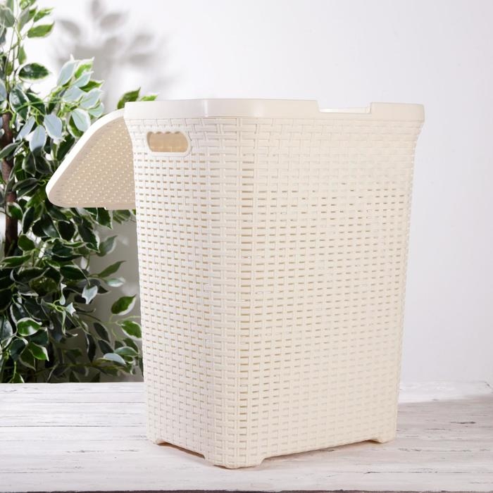Корзина бельевая с крышкой, 60 л, 34×44×56 см, цвет слоновая кость Корзина бельевая с крышкой, 60 л, 34×44×56 см, цвет слоновая кость