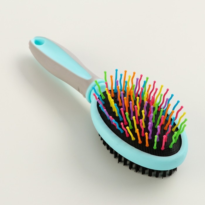 Двусторонняя щётка - расческа с волнистыми зубьями, средняя, 6 х 19 см, мятная Двусторонняя щётка - расческа с волнистыми зубьями, средняя, 6 х 19 см, мятная