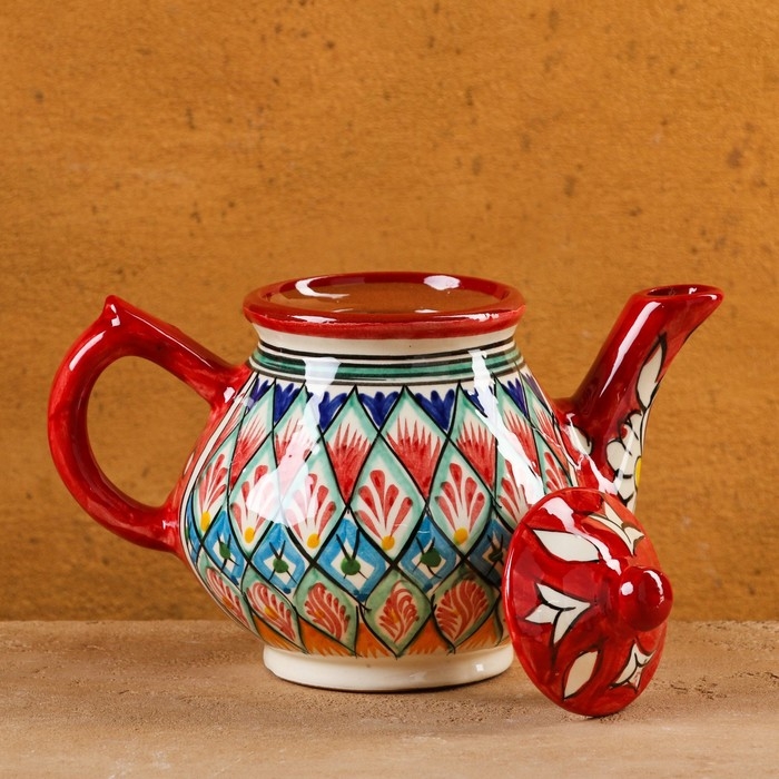 Чайник Риштанская Керамика Чайник Риштанская Керамика "Узоры", 0,8 мл, красный