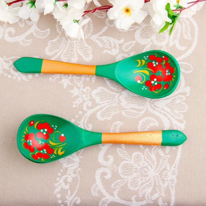 Ложка &laquo;Зеленушка&raquo;, салатная, 6&times;21, хохлома