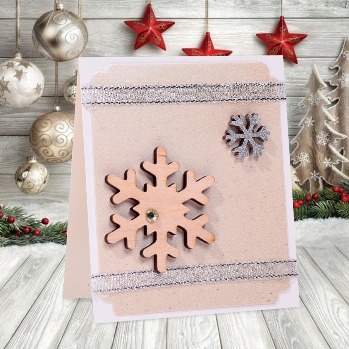 Мини-открытка  Мини-открытка "Снежинка" полосы, ручная работа