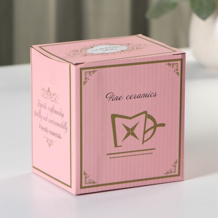 Кружка керамическая с крышкой и ложкой &laquo;Мишка&raquo;, 350 мл, цвет белый