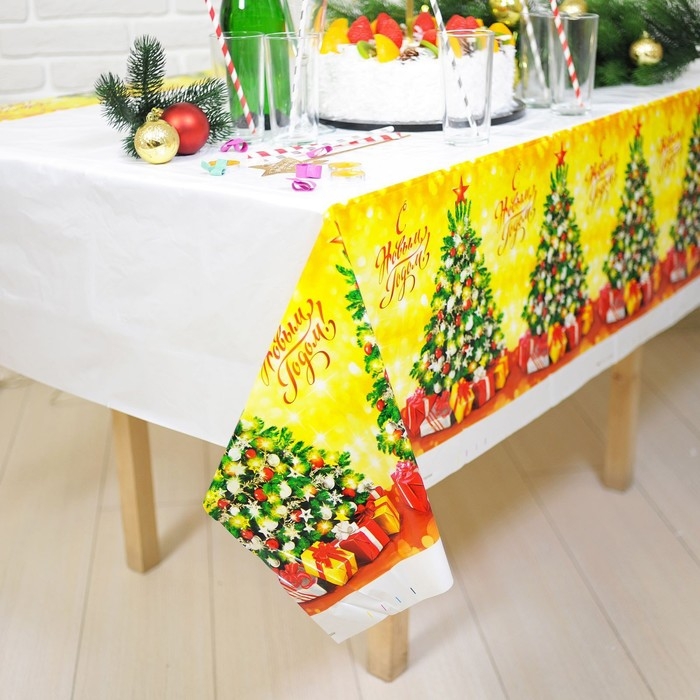 Новогодняя скатерть одноразовая &laquo;С Новым Годом&raquo;, ёлочка, 180х137 см