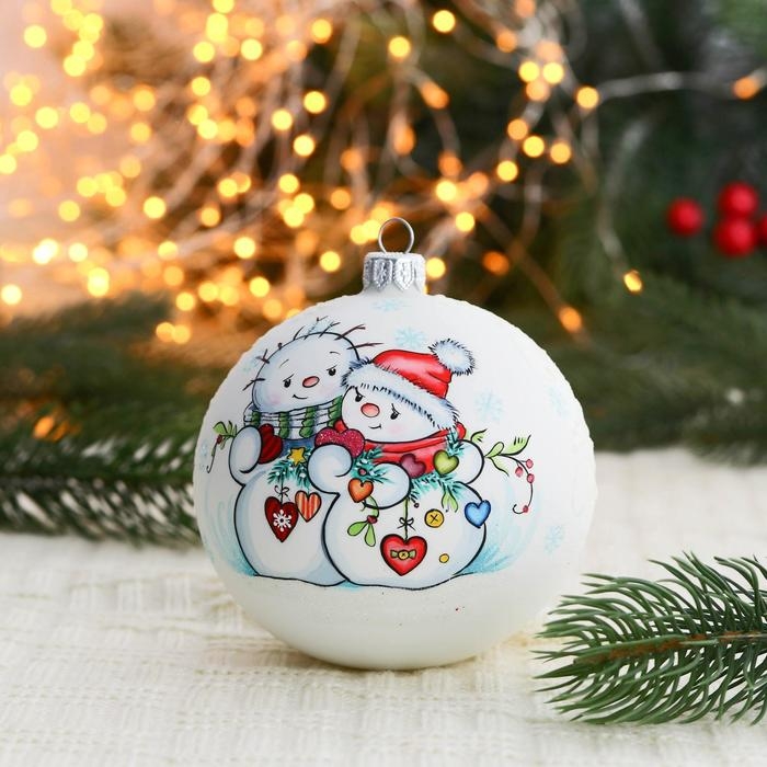 Ёлочный шар d-10 см Ёлочный шар d-10 см "Снеговички"