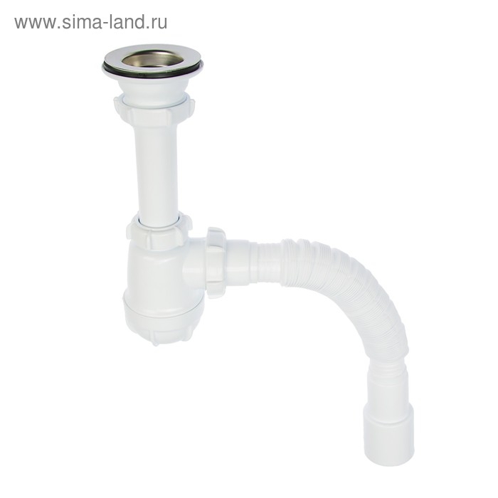 Сифон для мойки Aquant, 1 1/2 Сифон для мойки Aquant, 1 1/2" х 40 мм, с металл. решеткой d=70 мм, с гофрой 40х40/50 мм
