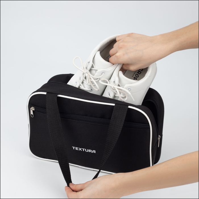 Сумка для обуви на молнии, TEXTURA, наружный карман, цвет чёрный