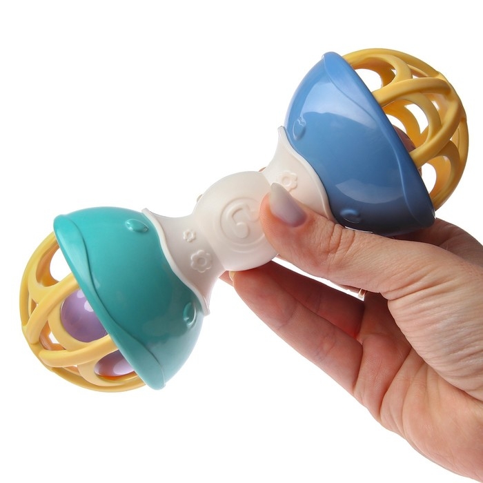 Погремушка «Гантелька», с эластичными элементами, Крошка Я Погремушка «Гантелька», с эластичными элементами, Крошка Я