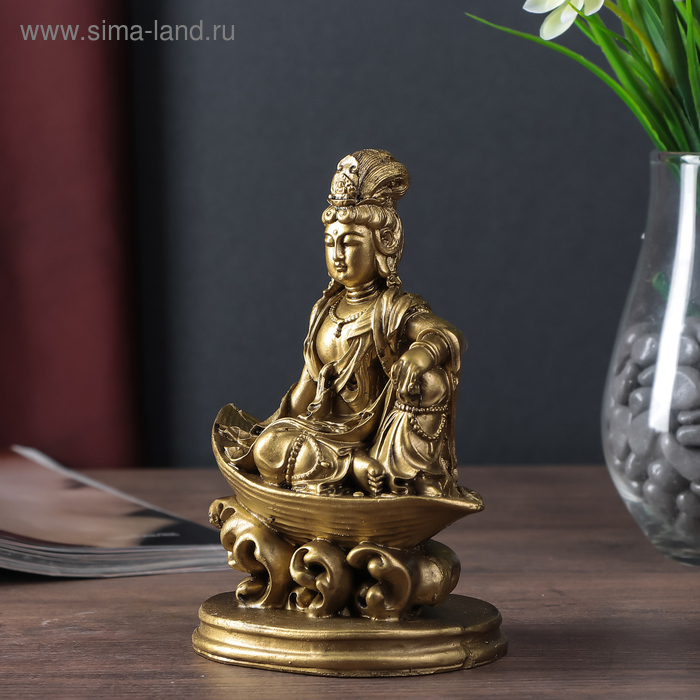 Нэцке полистоун бронза  Нэцке полистоун бронза "Лакшми в лодке" 16х11,5х8,5 см