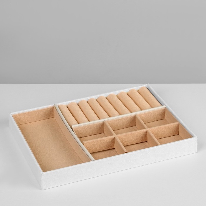 Подставка для украшений «Шкатулка» съёмная подставка, 17×23×8,5 см, цвет белый Подставка для украшений «Шкатулка» съёмная подставка, 17×23×8,5 см, цвет белый