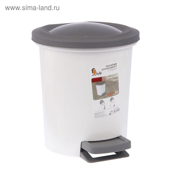 Ведро для мусора с педалью, 6 л, цвет МИКС Ведро для мусора с педалью, 6 л, цвет МИКС