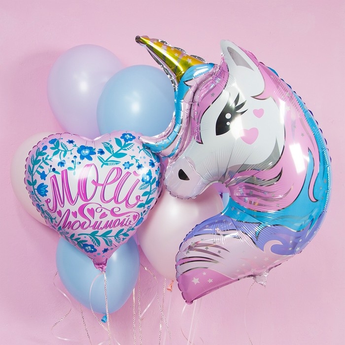 Шар фольгированный 26" &laquo;Единорог&raquo;, фигура, индивидуальная упаковка