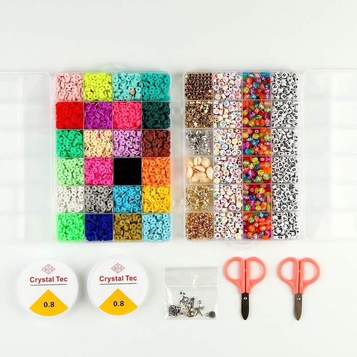 Набор для создания украшений, 24 цвета, 2 лески, шармы Набор для создания украшений, 24 цвета, 2 лески, шармы