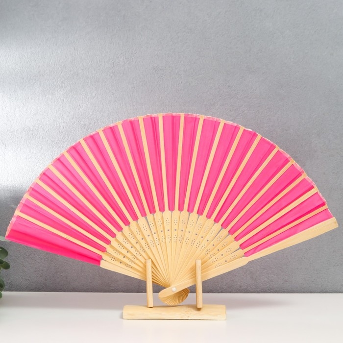 Веер бамбук, текстиль h=22 см  Веер бамбук, текстиль h=22 см "Моноцвет" в коробке, фуксия