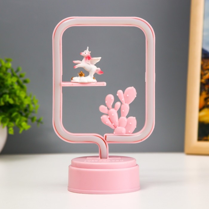 Ночник Ночник "Единорог" LED 4000К 2хАА розовый 20х8,5х8,5см RISALUX