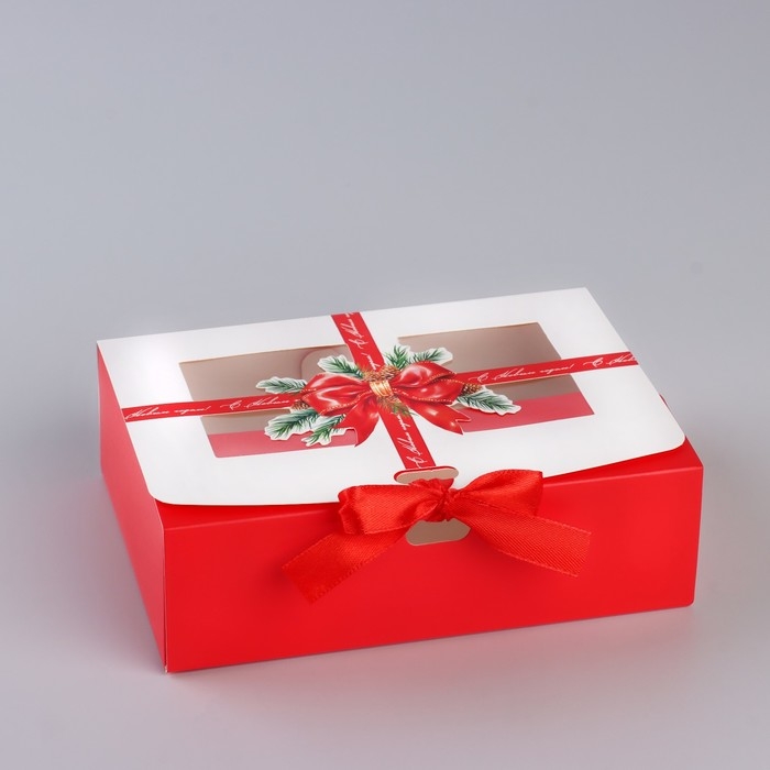 Коробка новогодняя складная «Бант новогодний» 16.5 х 12.5 х 5 см, Новый год Коробка новогодняя складная «Бант новогодний» 16.5 х 12.5 х 5 см, Новый год