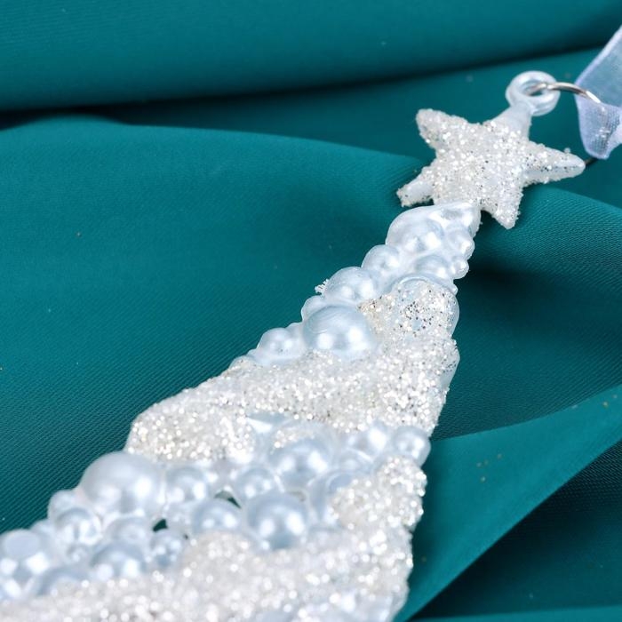 Украшение ёлочное Украшение ёлочное "Ёлка нарядная блеск" 7х14 см, белый