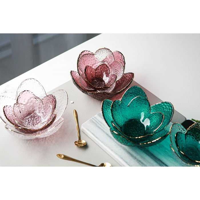 Салатник стеклянный фигурный «Цветок», 280 мл, 16×7,7 см Салатник стеклянный фигурный «Цветок», 280 мл, 16×7,7 см