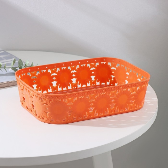 Корзина для хранения Доляна «Подсолнухи», пластик, 24×17×6 см, цвет МИКС Корзина для хранения Доляна «Подсолнухи», пластик, 24×17×6 см, цвет МИКС