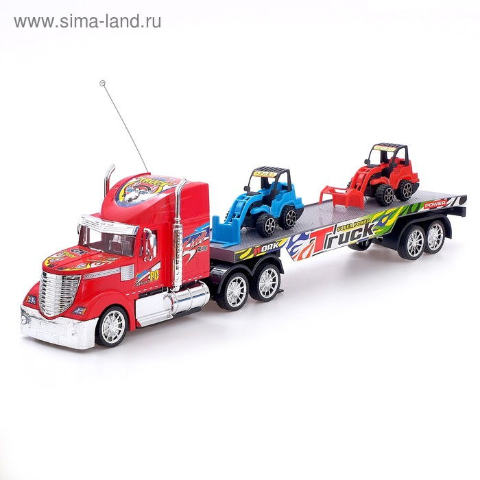 Грузовик радиоуправляемый «Автовоз», с тракторами, работает от батареек, МИКС