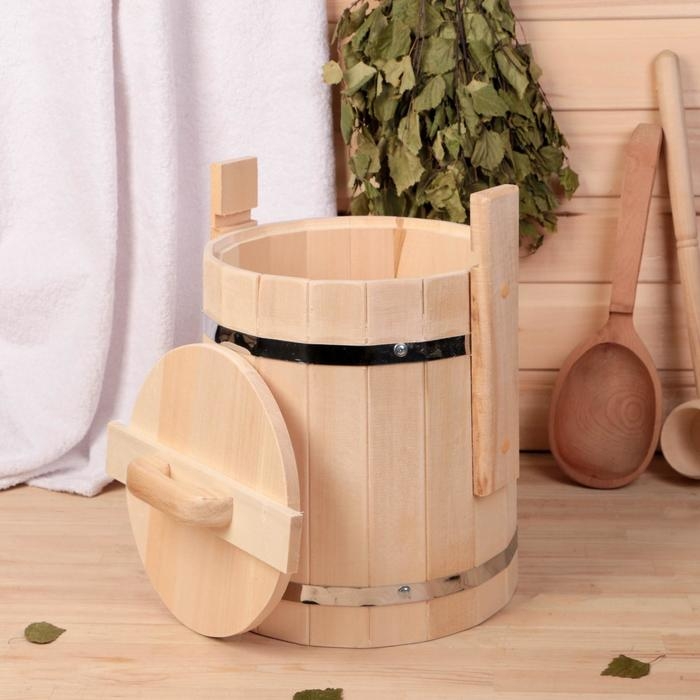 Кадка-бочка для засолки из липы, 10 л, нержавеющий обруч, с крышкой, Кадка-бочка для засолки из липы, 10 л, нержавеющий обруч, с крышкой, "Добропаровъ"