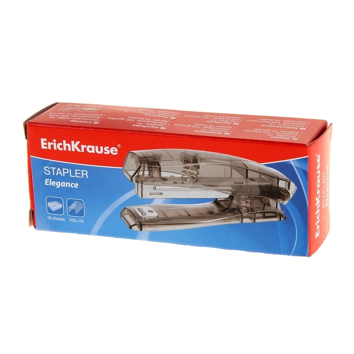 Степлер ErichKrause Elegance № 10, до 20 листов, встроенный антистеплер, МИКС