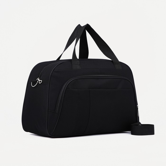 Сумка дорожная на молнии, наружный карман, длинный ремень, цвет чёрный Сумка дорожная на молнии, наружный карман, длинный ремень, цвет чёрный