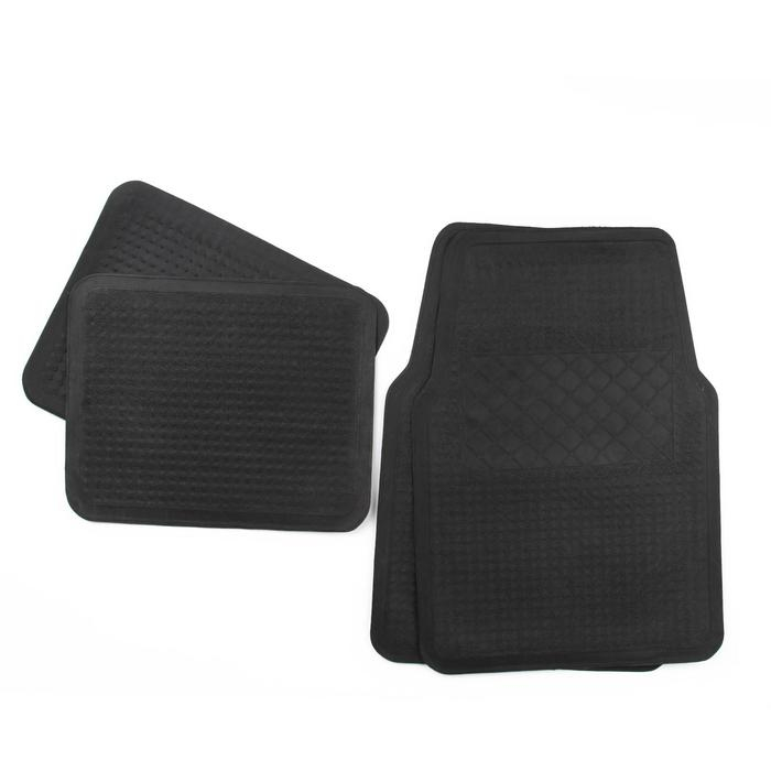 Коврики автомобильные TORSO, резина, 64х44 см, 44х33 см, черный, набор 4 шт Коврики автомобильные TORSO, резина, 64х44 см, 44х33 см, черный, набор 4 шт