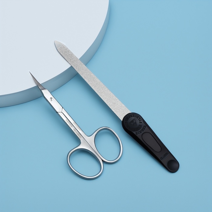 Набор маникюрный, 2 предмета, на блистере, цвет серебристый/чёрный, SIS-13 Набор маникюрный, 2 предмета, на блистере, цвет серебристый/чёрный, SIS-13