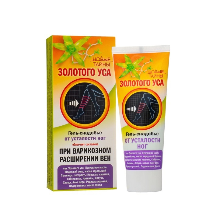 Гель-снадобье  Гель-снадобье "Новые тайны Золотого уса", при тяжести в ногах и варикозном расширении вен, 75 мл