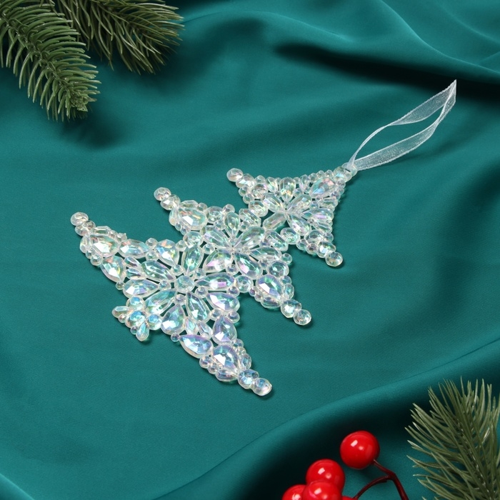 Украшение ёлочное Украшение ёлочное "Ёлочка капелька" 13х12 см, прозрачный перелив