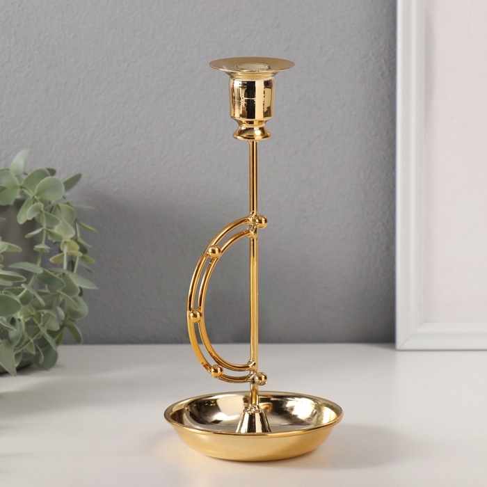 Подсвечник металл на 1 свечу Подсвечник металл на 1 свечу "Шарики на дуге" d-2 см 10,5х10,5х23 см