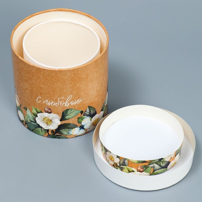 Набор шляпных коробок 2 в 1, упаковка подарочная, «Цветочный», 13 х 13, 16 х 16 см Набор шляпных коробок 2 в 1, упаковка подарочная, «Цветочный», 13 х 13, 16 х 16 см