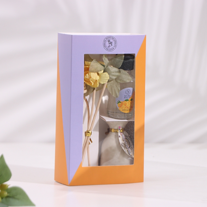 Набор подарочный с диффузором  Набор подарочный с диффузором "Ваза с цветком" апельсин, "Богатство Аромата"