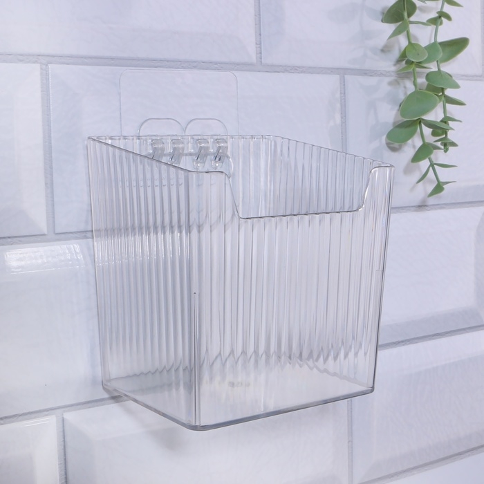 Органайзер для хранения « CRISTAL», навесной, 1 секция, с клеевыми крючками, 11,5 × 8 × 11 см, цвет прозрачный Органайзер для хранения « CRISTAL», навесной, 1 секция, с клеевыми крючками, 11,5 × 8 × 11 см, цвет прозрачный