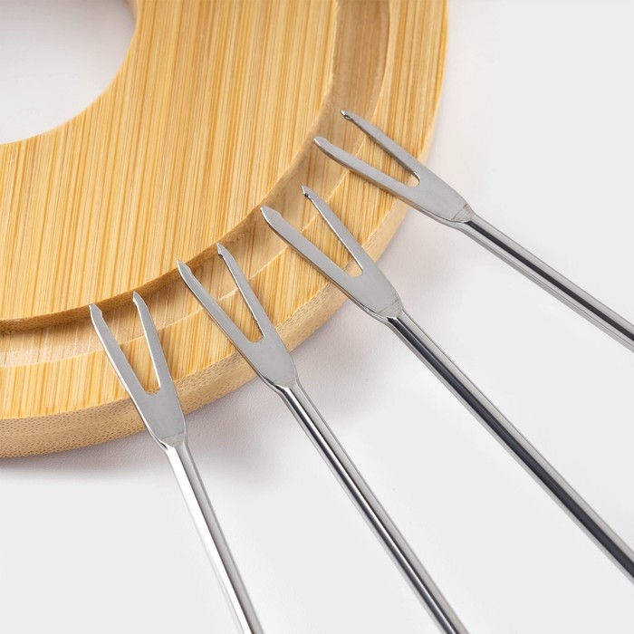 Набор для фондю керамический BellaTenero, 5 предметов: чаша 250 мл, подставка, 4 шпажки, цвет белый Набор для фондю керамический BellaTenero, 5 предметов: чаша 250 мл, подставка, 4 шпажки, цвет белый