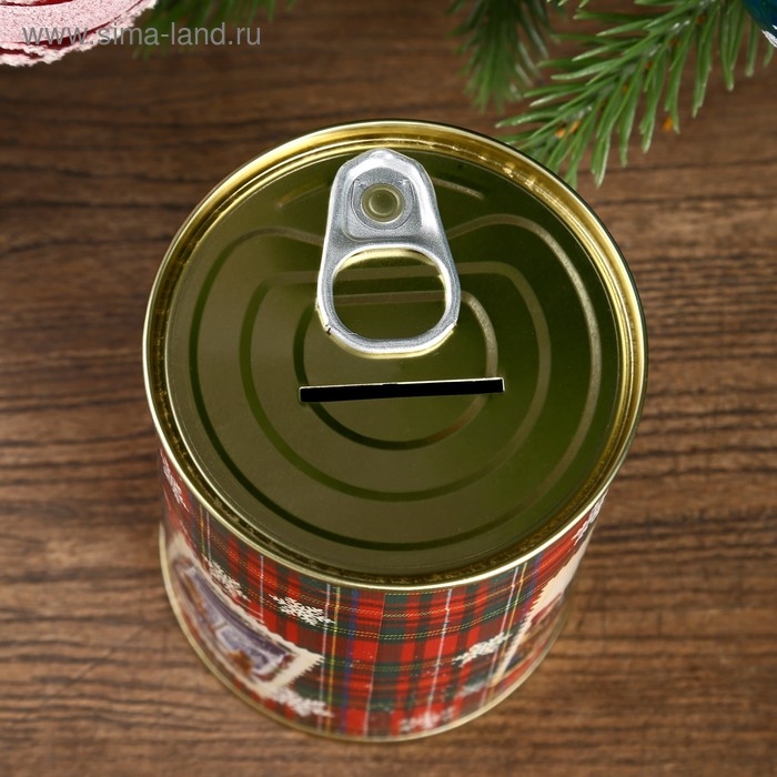 Копилка-банка металл  Копилка-банка металл "Новогодняя посылочка" 7,3х9,5 см