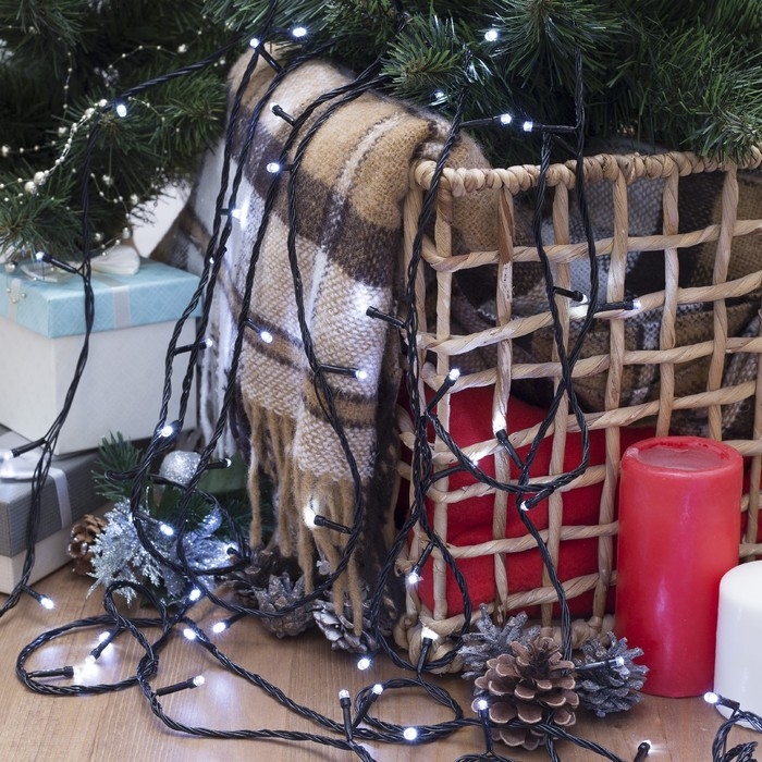 Гирлянда «Нить» 20 м, IP20, тёмная нить, 200 LED, свечение белое, 8 режимов, 220 В, УЦЕНКА Гирлянда «Нить» 20 м, IP20, тёмная нить, 200 LED, свечение белое, 8 режимов, 220 В, УЦЕНКА