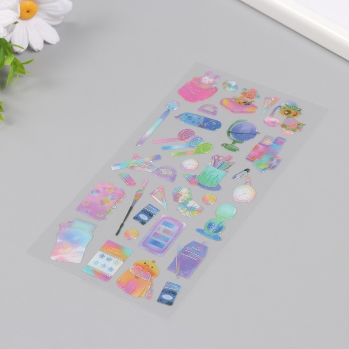 Наклейки для творчества пластик Наклейки для творчества пластик "Школьные принадлежности" 9,3х20,4 см