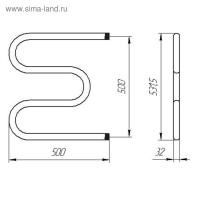 Полотенцесушитель водяной ТЕРА, М-образный, 500х500 мм, D=32 мм, наружная резьба 1"