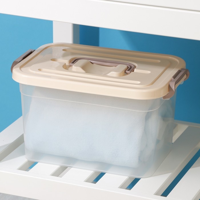 Контейнер для хранения с крышкой Доляна, 6,5 л, 31×20×18 см, цвет бежевый Контейнер для хранения с крышкой Доляна, 6,5 л, 31×20×18 см, цвет бежевый