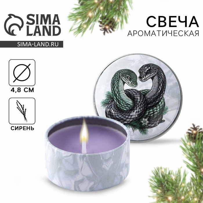 Свеча новогодняя в железной банке «Новый год: Змейки«Новый год: аромат сирень, 4.8 см Свеча новогодняя в железной банке «Новый год: Змейки«Новый год: аромат сирень, 4.8 см