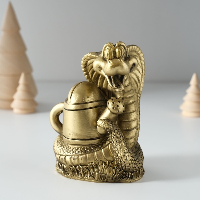 Копилка полистоун Копилка полистоун "Змейка с лейкой" золото 7х6х10 см